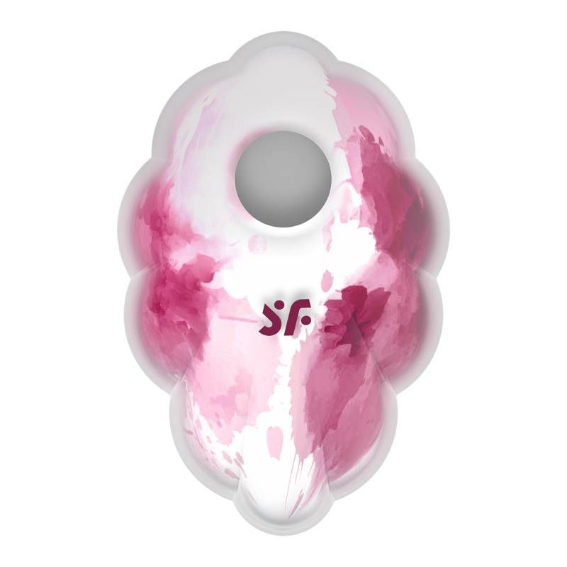 Satisfyer Cloud Dancer vibrator in pink and white silicone with a unique cloud design