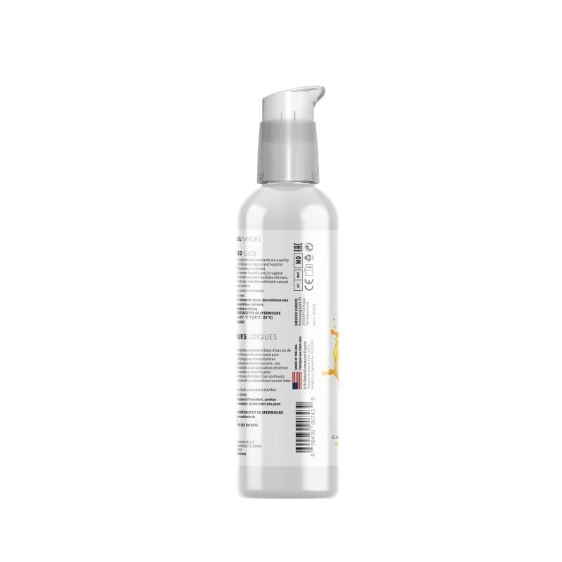 Playful Flavours 4 In 1 Mango 4oz/118ml bottle back view for intimate essentials and adult novelty.