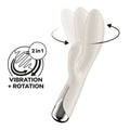 Satisfyer Spinning Rabbit 1 Beige vibrator showing vibration and rotation features for enhanced pleasure.