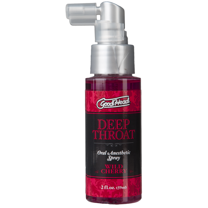 GoodHead Deep Throat Spray Cherry 59ml oral anesthetic spray for enhancing pleasure during oral sex.