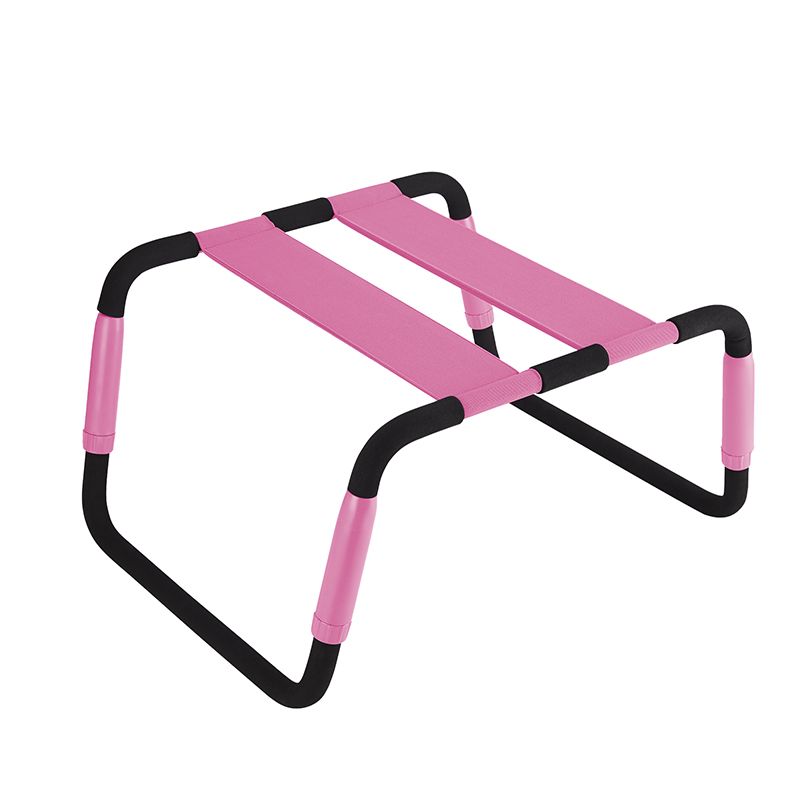 Adjustable height sex chair in pink PU seat, designed for comfort and relaxation during intimate moments.