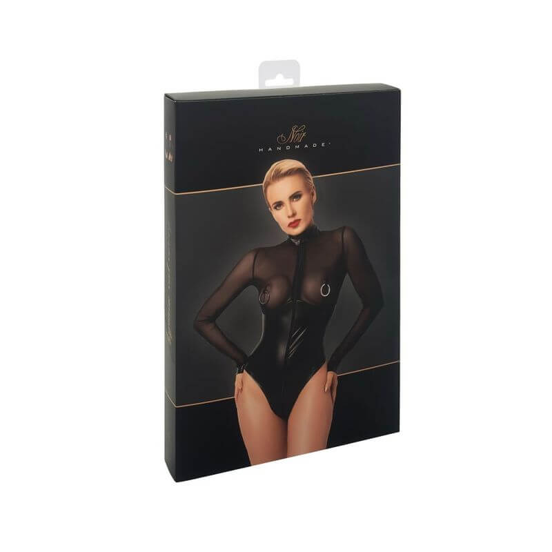 Paparazzi Elastic Mesh Body packaging showcasing a seductive black tulle body for intimate essentials for her.