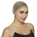 Model wearing Dreamgirl nude wig cap for a seamless and polished look while using wigs.