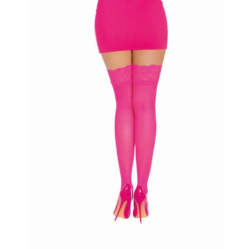 Dreamgirl Thigh High Silicone Stockings Neon Pink Dreamgirl Discreet Intimate Essentials.