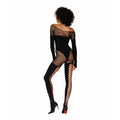Dreamgirl Seamless Opaque and Fishnet Bodystocking Black Dreamgirl Discreet Intimate Essentials.