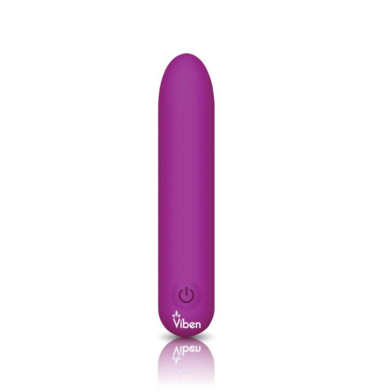 USB rechargeable bullet vibrator in purple, sleek design by Viben for ultimate pleasure.