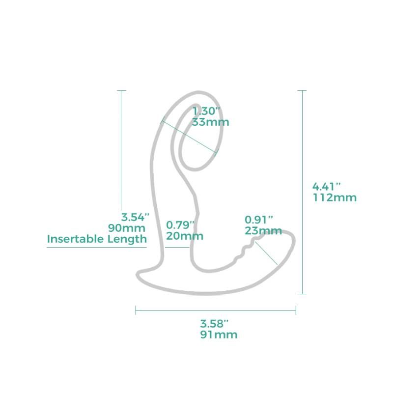 Dimensions and measurements of LushVibe wearable sprout-shaped unisex vibrator.
