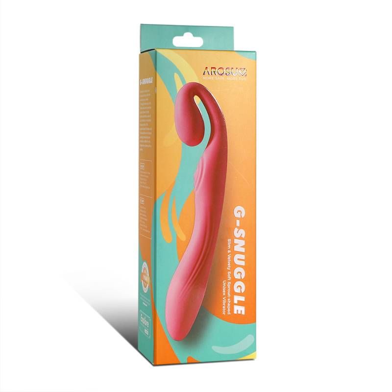 G-Snuggle Ultrasoft sprout-shaped unisex vibrator packaging showcasing its unique design and features.