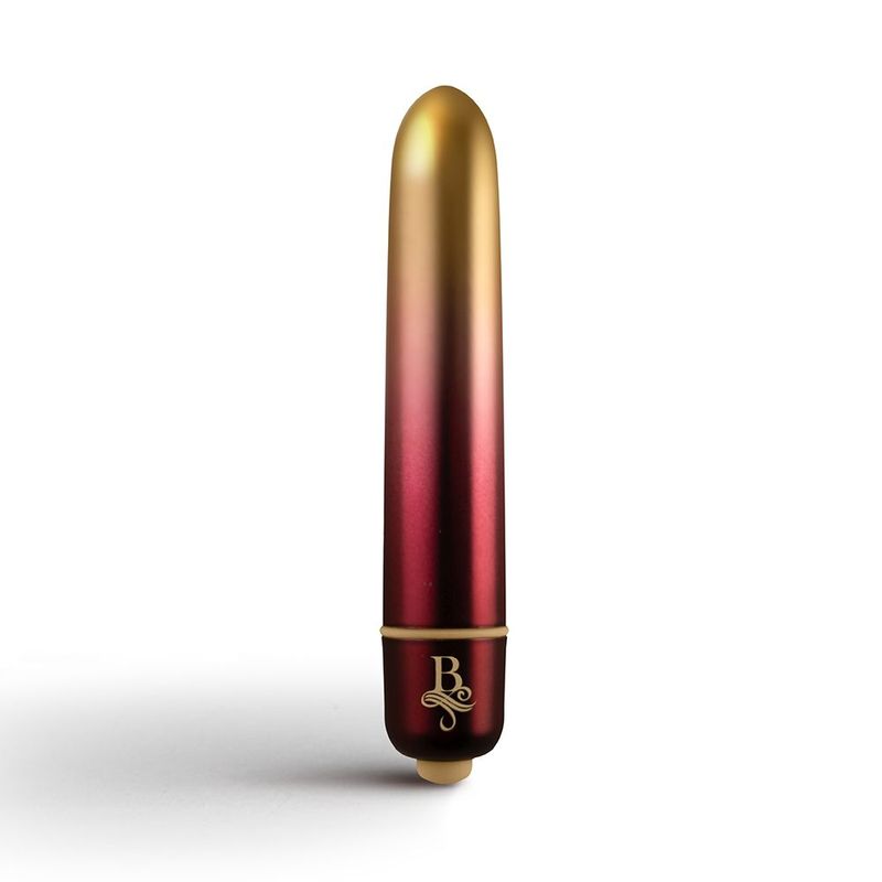 Boudoir Debutante Bullet, waterproof bullet vibrator in red and gold finish, 10 speed, powers your pleasure.