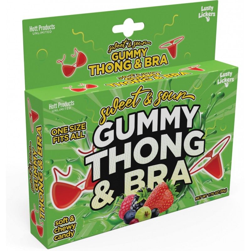 Affordable quality Sweet and Sour Gummy Thong and Bra  from Hott Products by Discreet Intimate Essentials with Discreet Delivery 