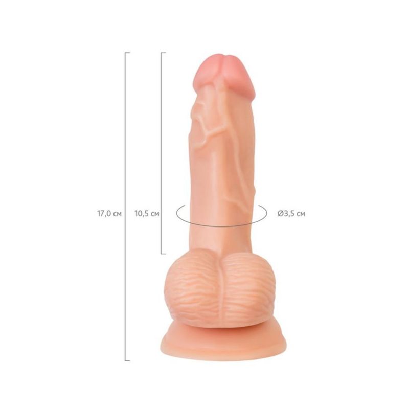 RealStick Nude Dildo Rolo, realistic dildo with suction cup, 17cm length, 3.5cm diameter, detailed veins and realistic shape.