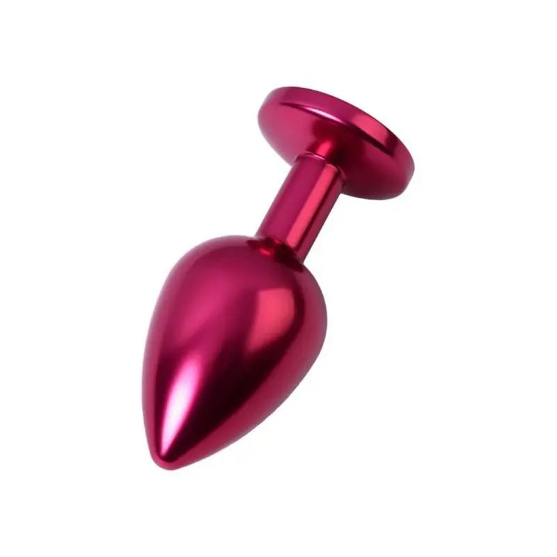 Red Metal Anal Plug w Black Crystal Medium Metal Discreet Intimate Essentials.