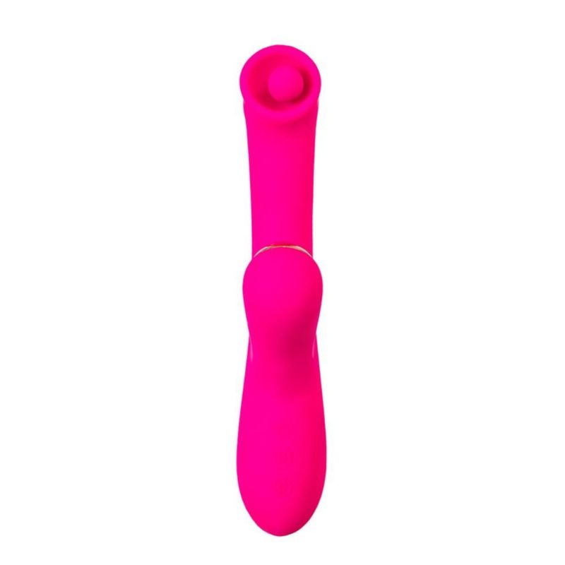 JOS Rolli dual-action clitoral vibrator in vivid pink, featuring a rolling massage ball and vacuum clitoral stimulator.