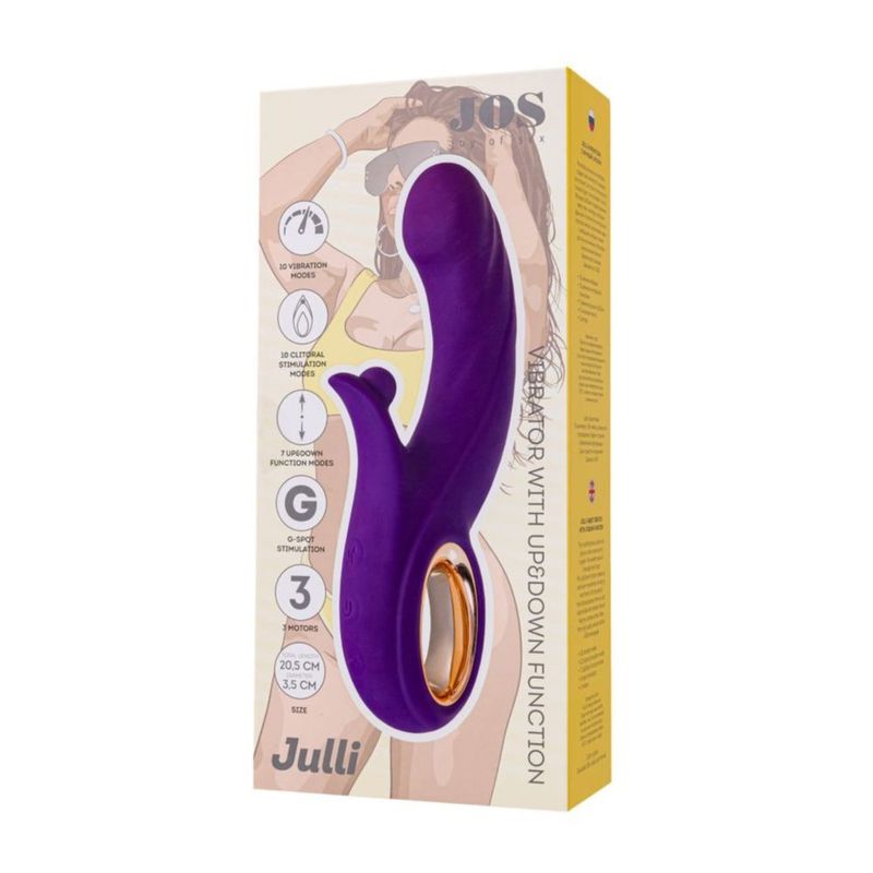 JOS Julli rabbit vibrator in packaging showcasing features and design for pleasurable experiences.