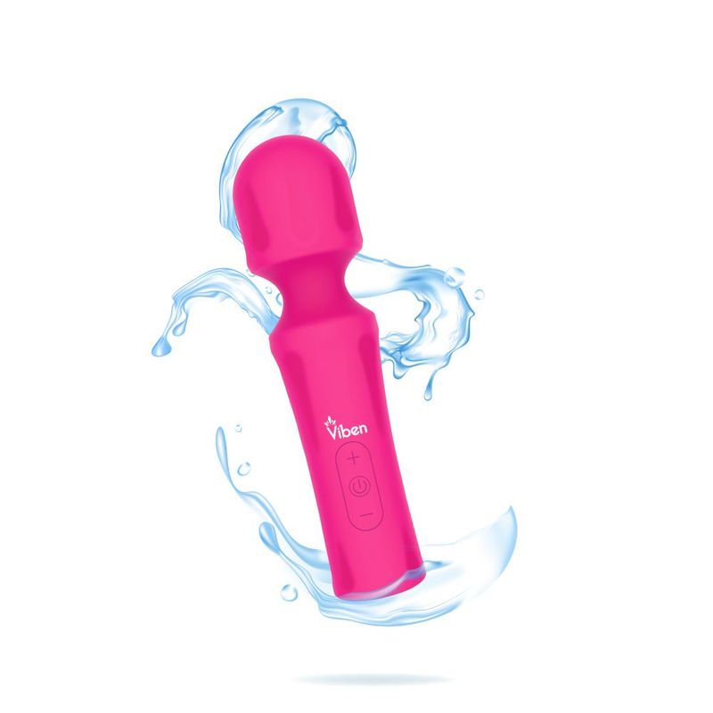 Viben Mighty Muse Massager in hot pink, a powerful wand massager with flexible head and ergonomic design.