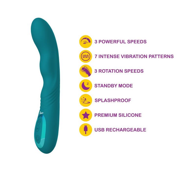 Viben Swagger Ocean rotating g-spot vibrator with 3 speeds, 7 patterns, and splashproof design.