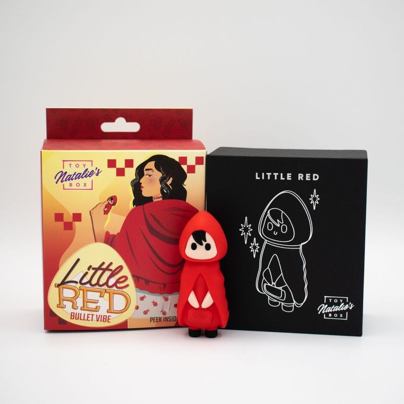 Little Red bullet vibrator packaging with character figurine showcasing compact bullet vibrator design.