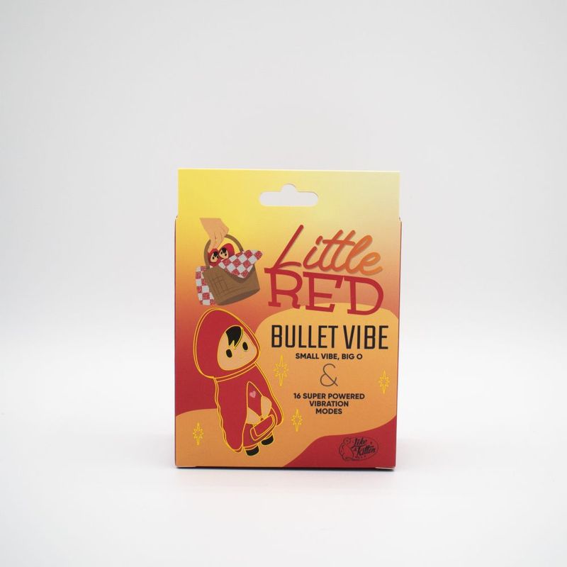 Little Red Bullet Vibrator packaging showcasing a compact bullet vibrator with vibrant graphics and design.