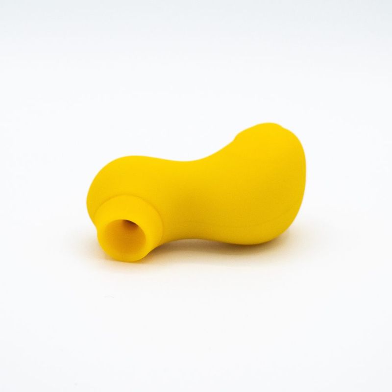 Lucky Duck suction stimulator, a clitoral suction stimulator in yellow silicone, designed for enhanced pleasure and orgasm.