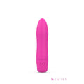 Heated bullet vibrator in vibrant pink color, featuring a sleek design and a user-friendly control button.