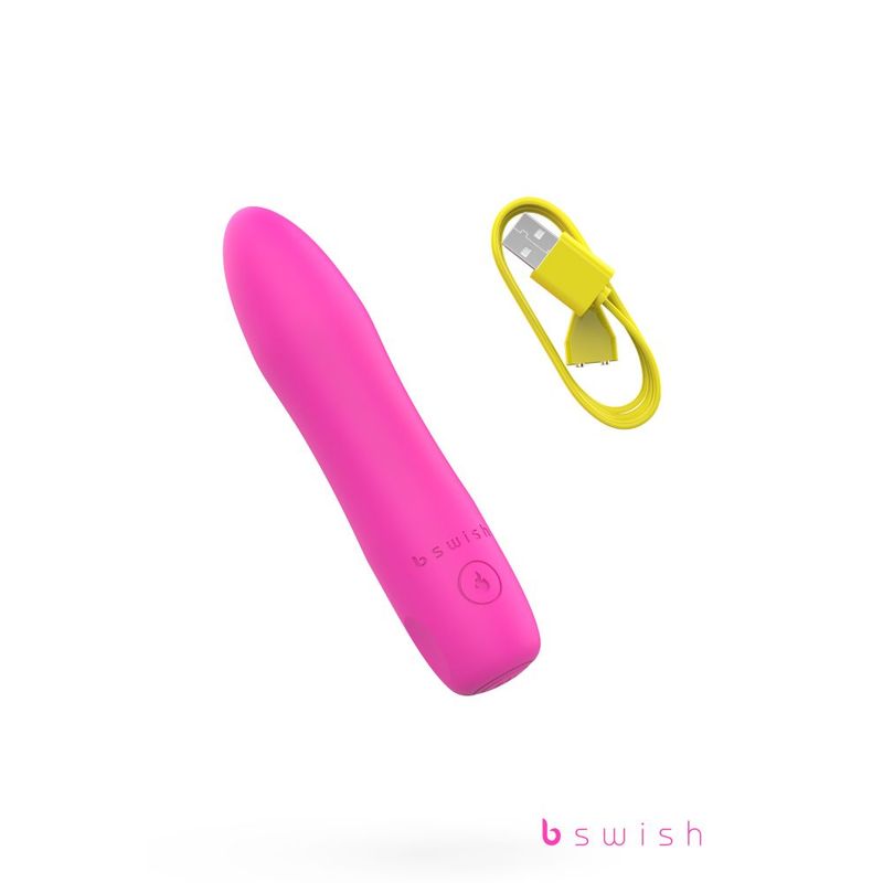 Bcute Infinite Heat Classic Sunset Pink heated bullet vibrator with USB charger, 100% body-safe silicone, rechargeable, and waterproof.