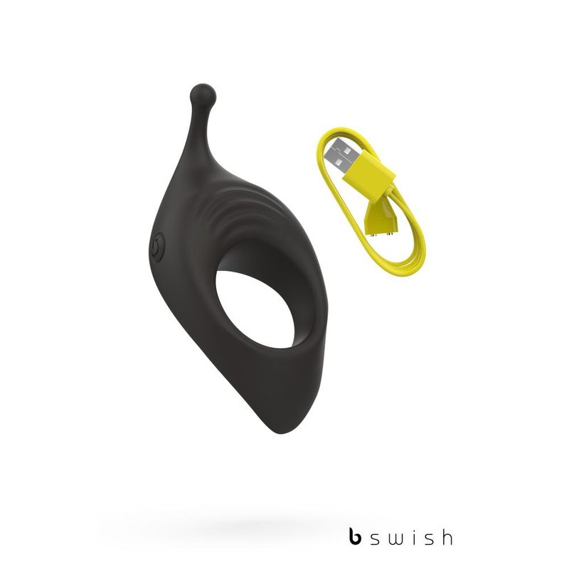 Bcharmed Rhythm Infinite Deluxe Black intimate toy with USB charging cable for enhanced partner play.