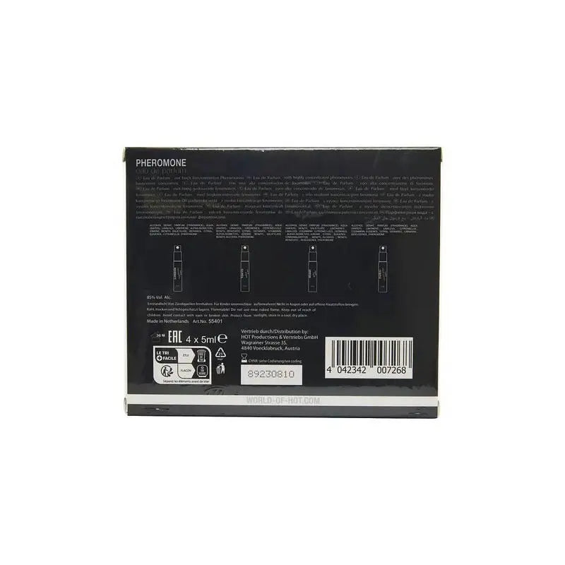 Affordable quality HOT Pheromone Perfume Box Men - 4 x 5ml  from Hot Ero by Discreet Intimate Essentials with Discreet Delivery 