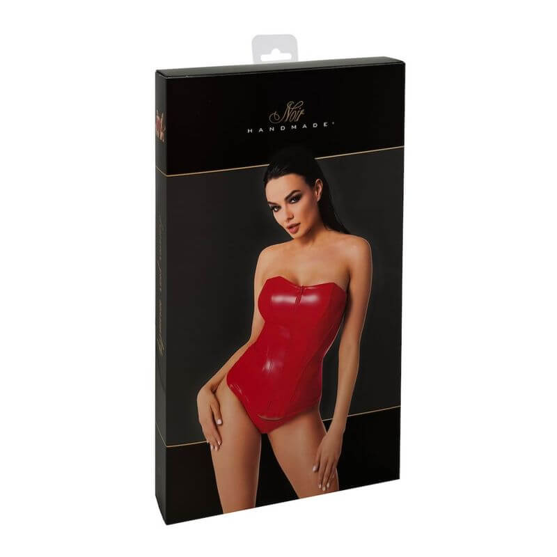 Mysteria Corset Red showcased in packaging, a bold piece for intimate essentials for her.