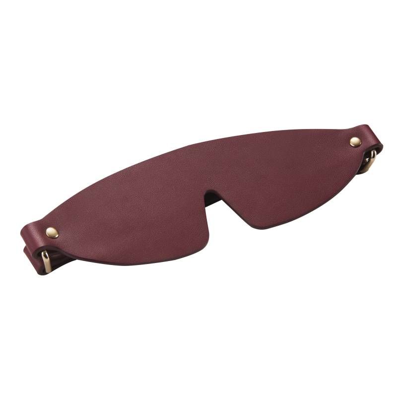 Deluxe bondage play kit burgundy leather eye mask for enhanced sensory experiences in BDSM.
