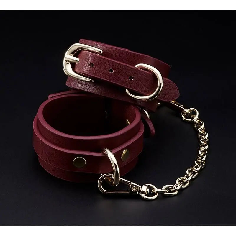 8 Pc Deluxe Bondage Play Kit Burgundy Gold Daytona Discreet Intimate Essentials.