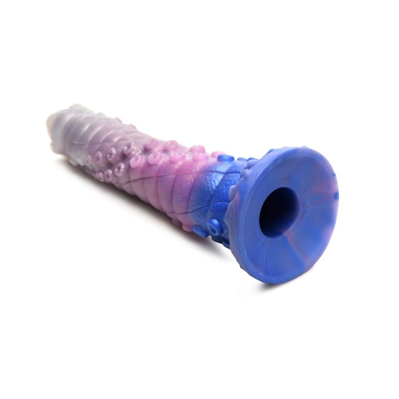Tenta-Queen ovipositor silicone dildo featuring a tentacle design with ribbed texture and a hollow center for eggs.