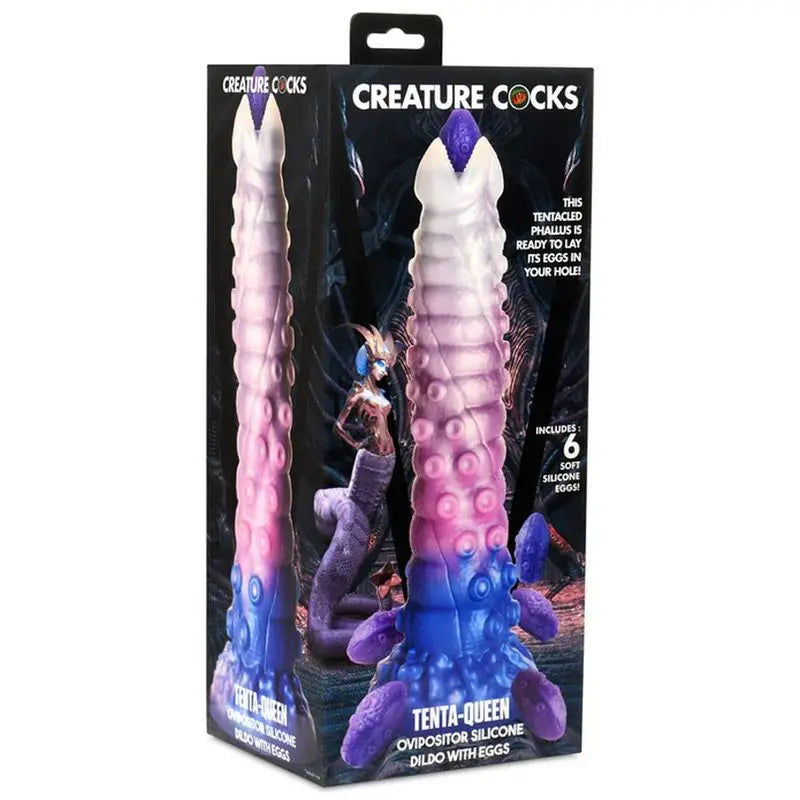 Tenta-Queen Ovipositor Silicone Dildo with Eggs Creature Cocks Discreet Intimate Essentials.