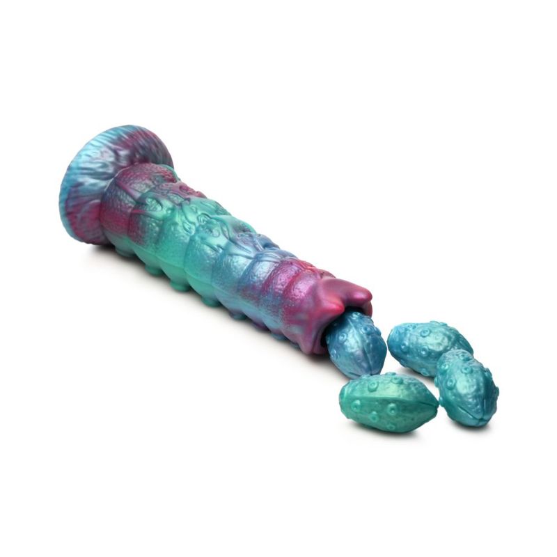 Galactic Breeder Ovipositor Silicone Dildo with textured bumps and squishy eggs for enhanced pleasure.