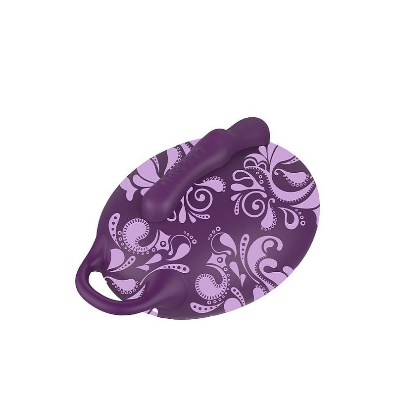 Bouncy Bliss Flow Inflatable Sit-On Massager in purple with floral design for intimate essentials for her.