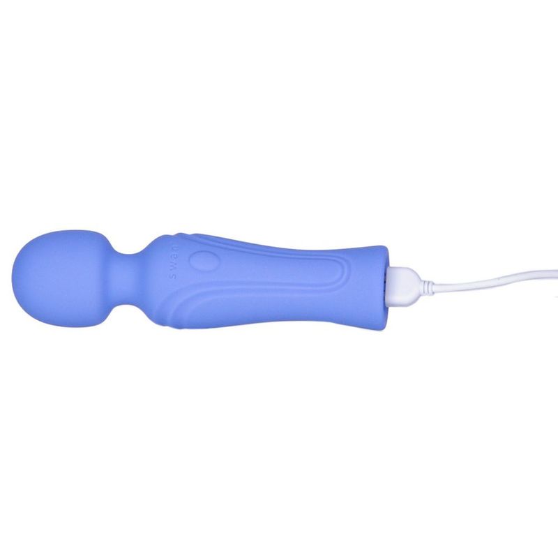 Swan Era massage wand in blue, featuring premium silicone and incremental speed control for customizable pleasure.