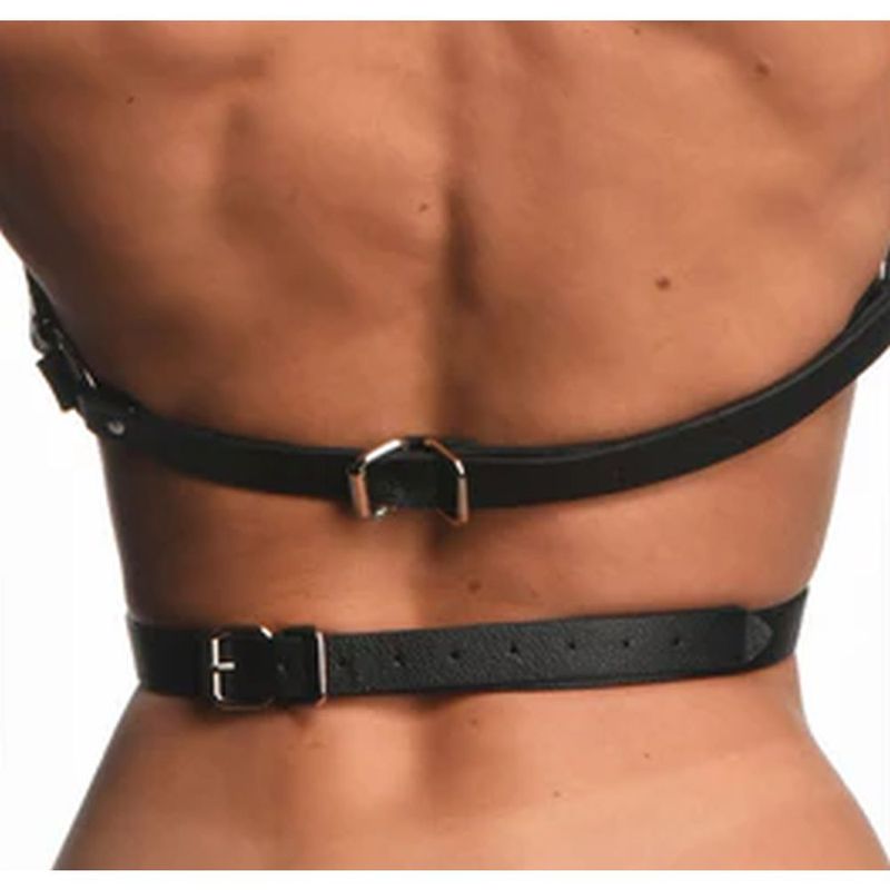 Female Body Harness Black L/XL detailing the back straps and buckle for a seductive look.