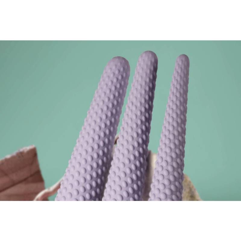 Unite 3 Pc Silicone Dilator Set for intimate pain relief with textured sensory nodules.