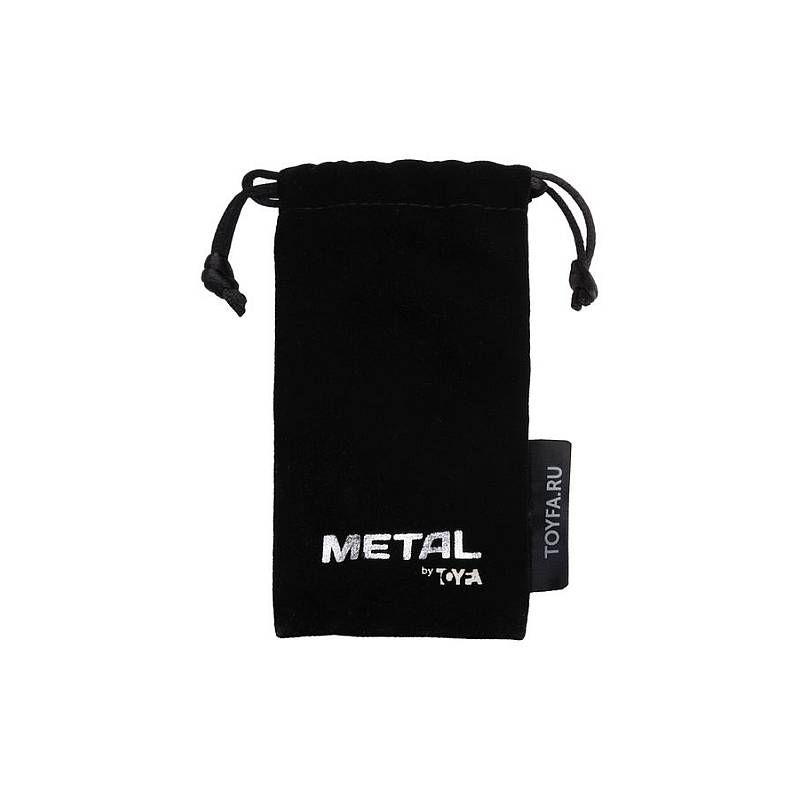 Black velvet pouch for storing the Metal Penis Head Ring 30mm, featuring logo and drawstring closure.