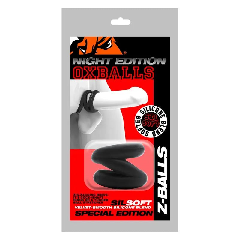 Z-Balls Zig-Zag Cock Ring / Ball Stretcher Night OxBalls Discreet Intimate Essentials.