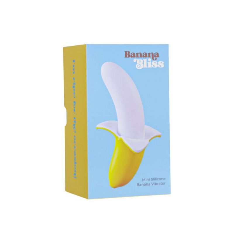 Banana Bliss silicone slimline vibrator massager packaging featuring a playful banana design.