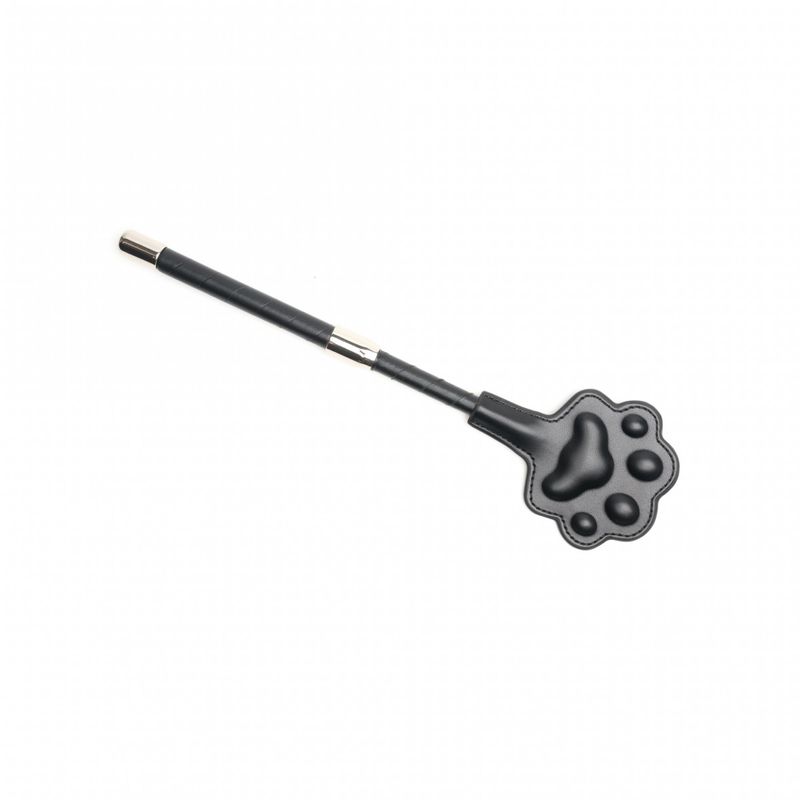 Vegan interchangeable tip crop with a paw-shaped tip for versatile impact play and control.