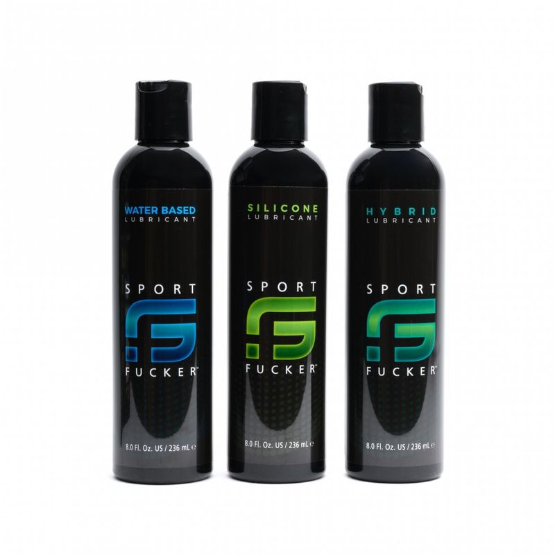 Sport Fucker Water Based Lubricant 8oz 236ml alongside silicone and hybrid lubricants.