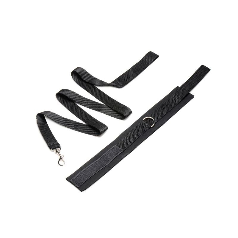 Neoprene Collar And Leash Set Black, featuring high-quality straps and Velcro fixtures for comfortable BDSM play.