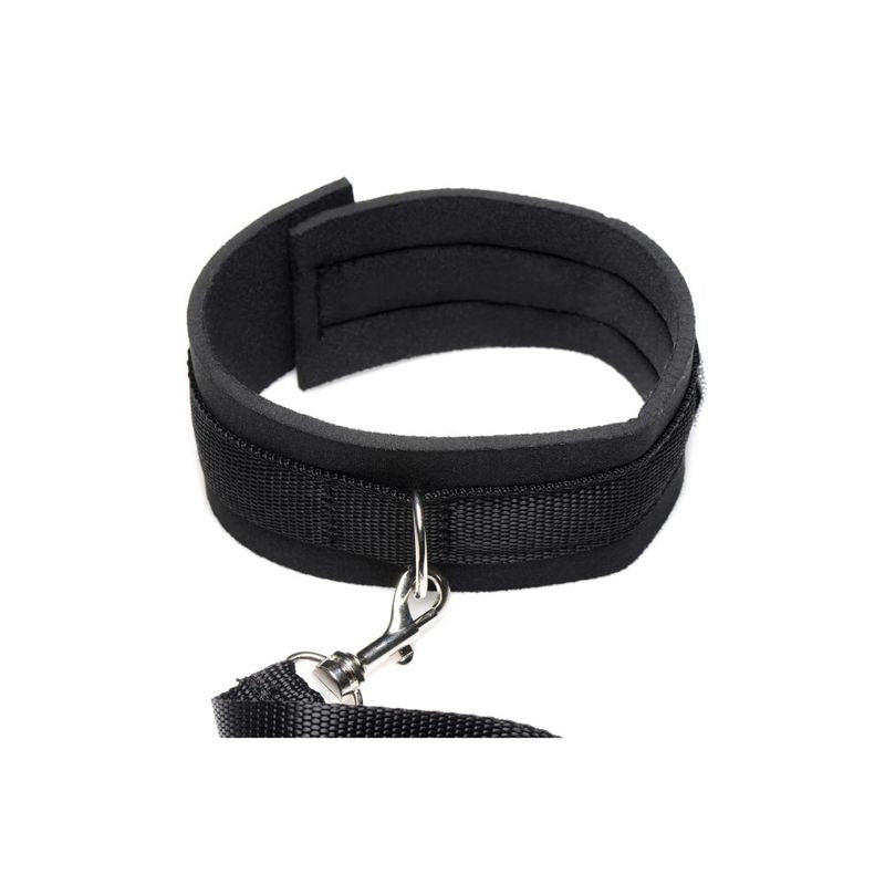 Neoprene Collar And Leash Set Black featuring a comfortable neoprene collar design with Velcro fixtures.