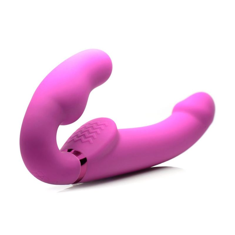 remote control inflatable strapless strap-on, pink design, dual-ended for versatility and pleasure.