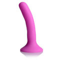 Pink silicone strap-on dildo small with a smooth, curved shaft and suction cup base for versatile pleasure.