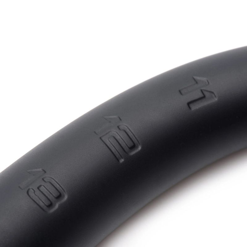Close-up of the taper on the tapered silicone hose 15 inches, showing measurement markings.