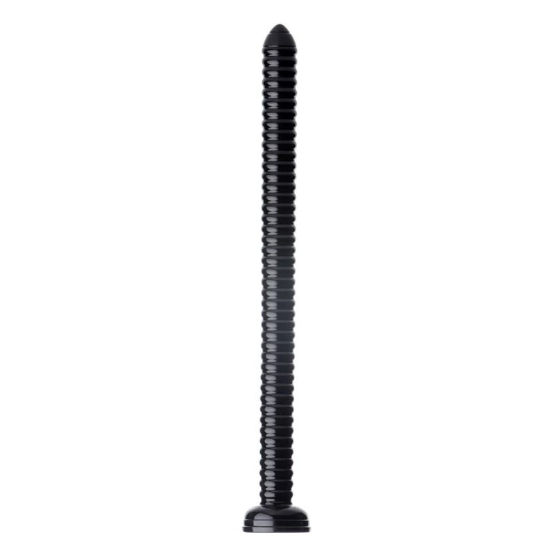 Hosed 19in Ribbed Anal Snake, a ribbed dildo with suction base for enhanced pleasure and control during use.