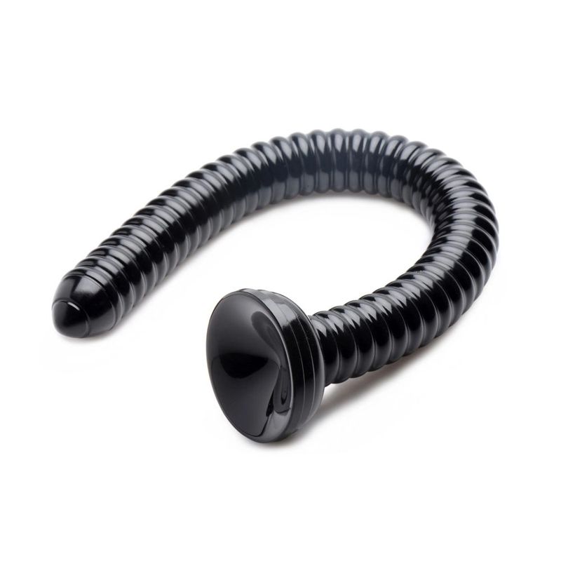 Hosed 19in Ribbed Anal Snake with bulging ribs and powerful suction base for enhanced pleasure.