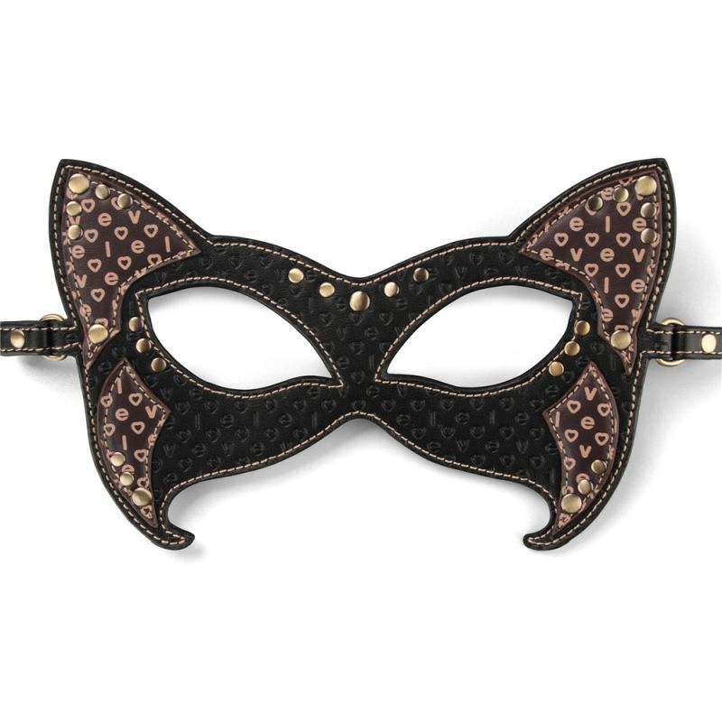 Rebellion Reign Cat Mask featuring bunny ears and antique bronze rivets, perfect for intimate essentials.